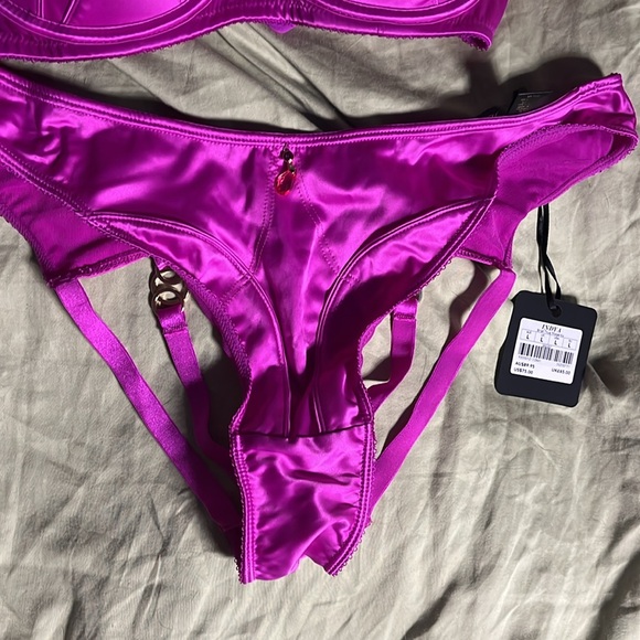 Honey Birdette indya Vibrant Magneta Purple Lingerie Set 32DD and cutout brief L - Picture 3 of 5